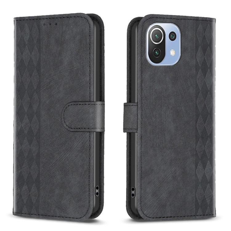 Plaid Embossed Leather Phone Case, For Xiaomi Poco M3 Pro, For Xiaomi 11 Lite, For Xiaomi Redmi Note 10 4G, For Xiaomi Redmi Note 10 Pro