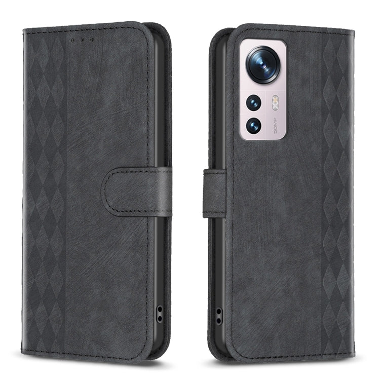 Plaid Embossed Leather Phone Case