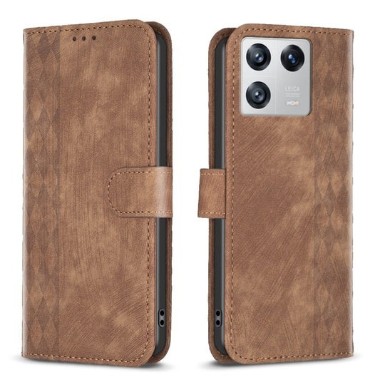 Plaid Embossed Leather Phone Case