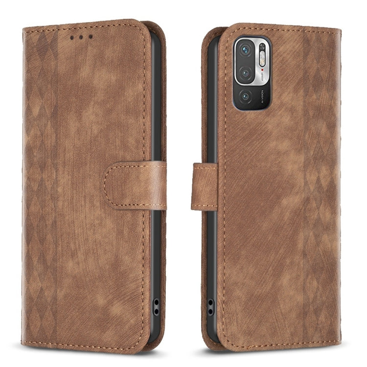 Plaid Embossed Leather Phone Case, For Xiaomi Poco M3 Pro, For Xiaomi 11 Lite, For Xiaomi Redmi Note 10 4G, For Xiaomi Redmi Note 10 Pro