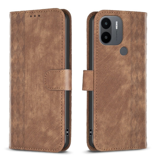 Plaid Embossed Leather Phone Case