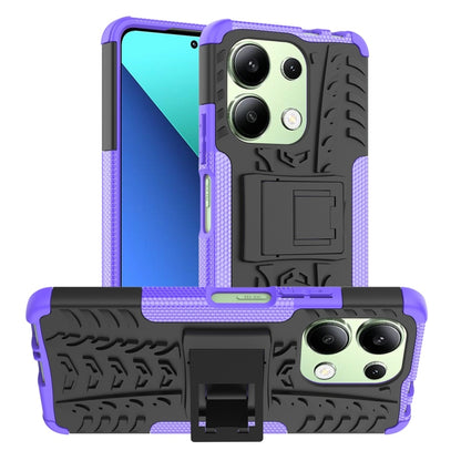Tire Texture TPU + PC Phone Case with Holder, For Xiaomi Redmi A3 4G, For Xiaomi Redmi Note 13 4G, For Xiaomi Poco C65, For Xiaomi Redmi Note 13 5G Global, For Xiaomi Redmi 13C 4G