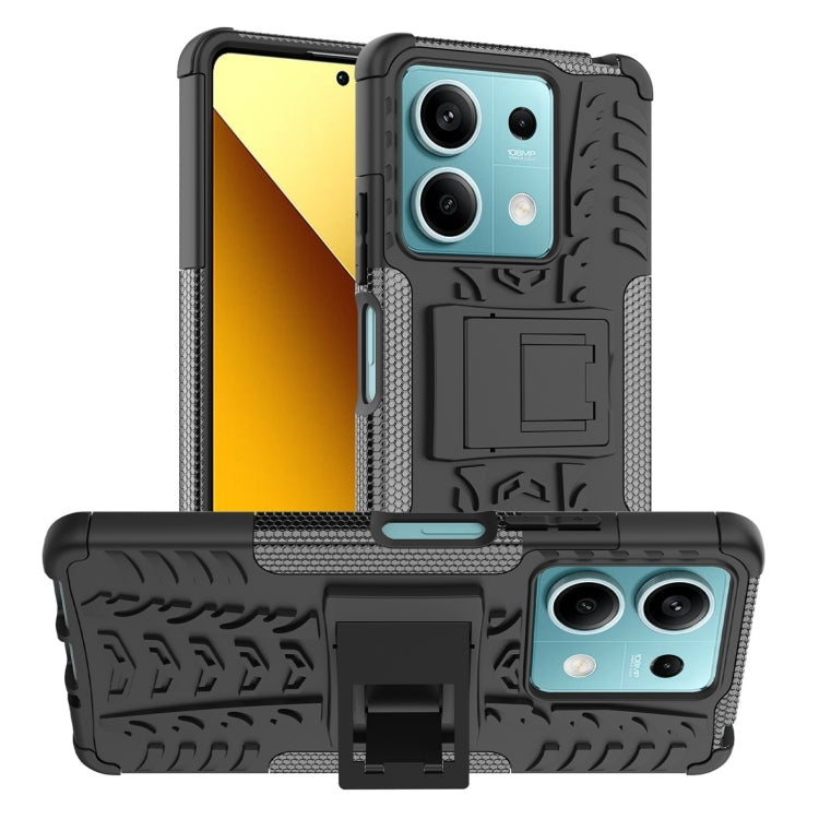 Tire Texture TPU + PC Phone Case with Holder, For Xiaomi Redmi A3 4G, For Xiaomi Redmi Note 13 4G, For Xiaomi Poco C65, For Xiaomi Redmi Note 13 5G Global, For Xiaomi Redmi 13C 4G, For Xiaomi Redmi Note 13 Pro+ 5G