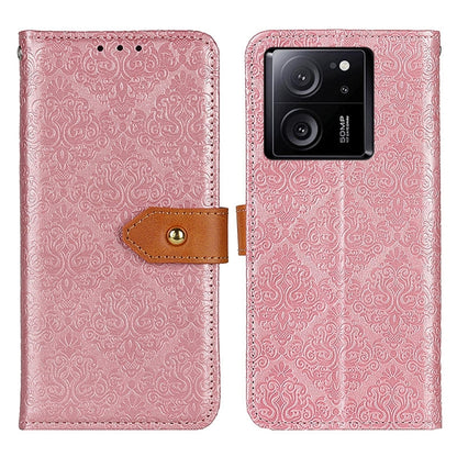 European Floral Embossed Leather Phone Case