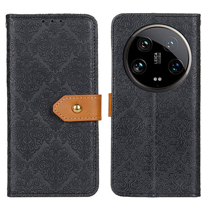 European Floral Embossed Leather Phone Case