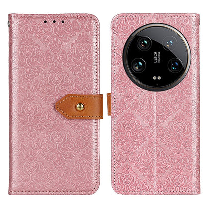 European Floral Embossed Leather Phone Case