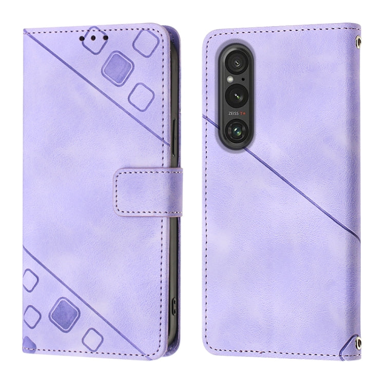 Skin-feel Embossed Leather Phone Case, For Sony Xperia 1 V, For Sony Xperia 10 V, For Sony Xperia 10 IV