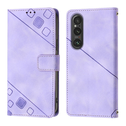 Skin-feel Embossed Leather Phone Case, For Sony Xperia 1 V, For Sony Xperia 10 V, For Sony Xperia 10 IV