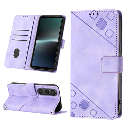 Skin-feel Embossed Leather Phone Case, For Sony Xperia 5 V, For Sony Xperia 1 V, For Sony Xperia 10 V, For Sony Xperia 10 IV