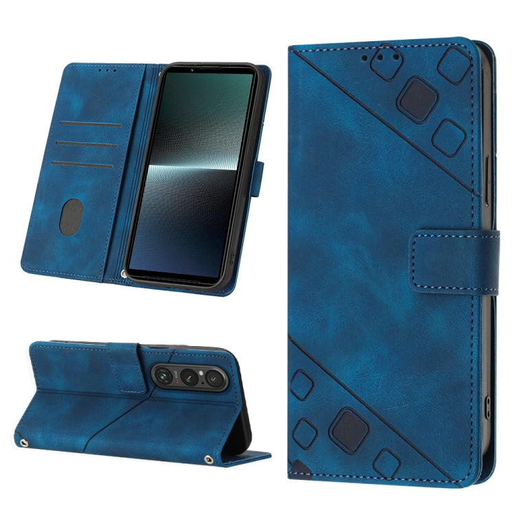 Skin-feel Embossed Leather Phone Case, For Sony Xperia 5 V, For Sony Xperia 1 V, For Sony Xperia 10 V, For Sony Xperia 10 IV