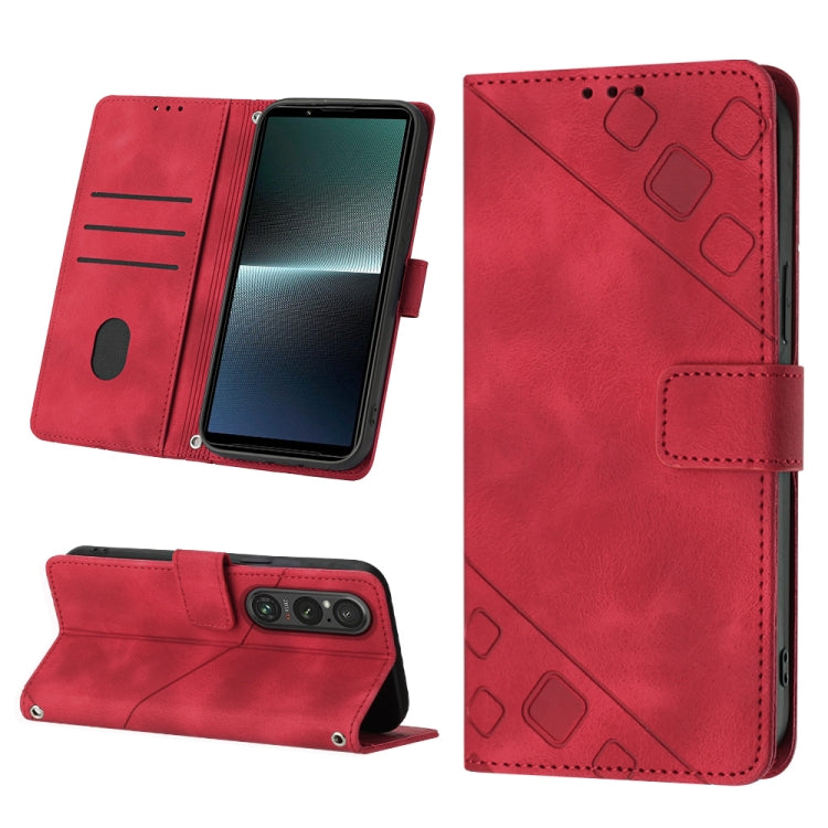 Skin-feel Embossed Leather Phone Case, For Sony Xperia 5 V, For Sony Xperia 1 V, For Sony Xperia 10 V, For Sony Xperia 10 IV