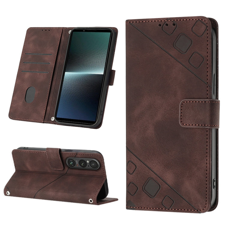 Skin-feel Embossed Leather Phone Case, For Sony Xperia 5 V, For Sony Xperia 1 V, For Sony Xperia 10 V, For Sony Xperia 10 IV