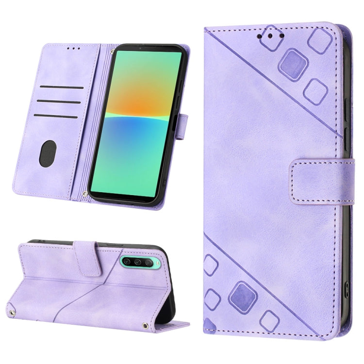 Skin-feel Embossed Leather Phone Case, For Sony Xperia 5 V, For Sony Xperia 1 V, For Sony Xperia 10 V, For Sony Xperia 10 IV