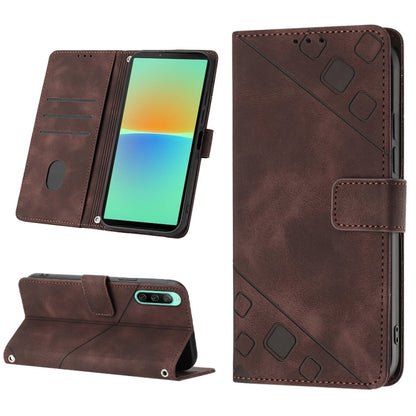 Skin-feel Embossed Leather Phone Case, For Sony Xperia 5 V, For Sony Xperia 1 V, For Sony Xperia 10 V, For Sony Xperia 10 IV