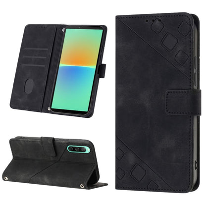 Skin-feel Embossed Leather Phone Case, For Sony Xperia 5 V, For Sony Xperia 1 V, For Sony Xperia 10 V, For Sony Xperia 10 IV