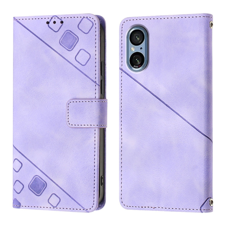 Skin-feel Embossed Leather Phone Case, For Sony Xperia 5 V, For Sony Xperia 1 V, For Sony Xperia 10 V, For Sony Xperia 10 IV