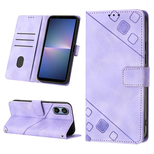 Skin-feel Embossed Leather Phone Case, For Sony Xperia 5 V, For Sony Xperia 1 V, For Sony Xperia 10 V, For Sony Xperia 10 IV