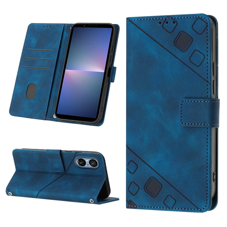Skin-feel Embossed Leather Phone Case, For Sony Xperia 5 V, For Sony Xperia 1 V, For Sony Xperia 10 V, For Sony Xperia 10 IV
