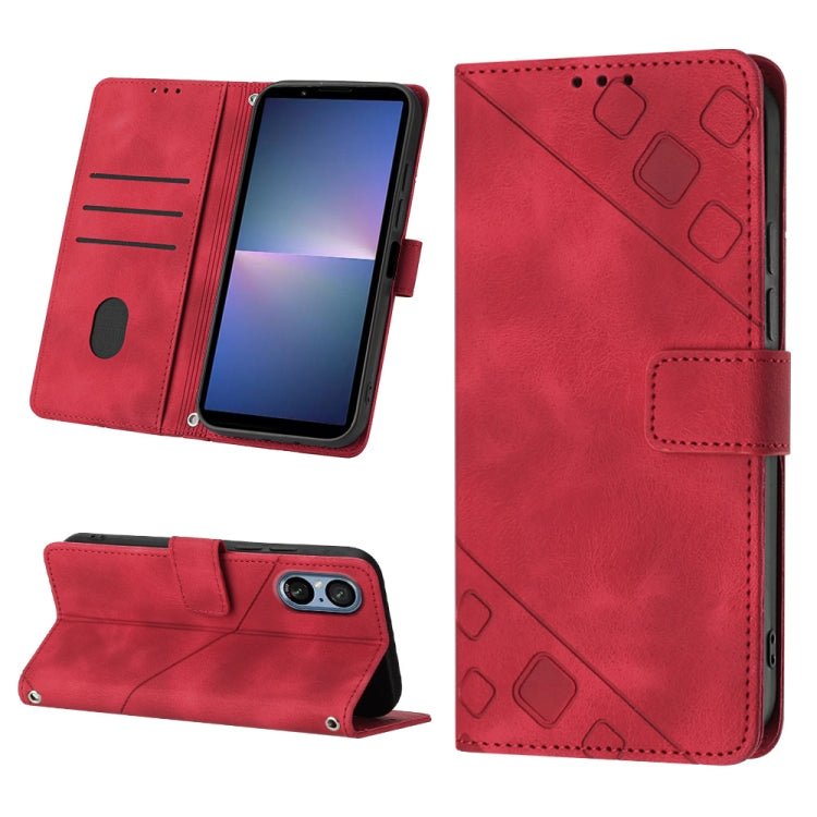 Skin-feel Embossed Leather Phone Case, For Sony Xperia 5 V, For Sony Xperia 1 V, For Sony Xperia 10 V, For Sony Xperia 10 IV
