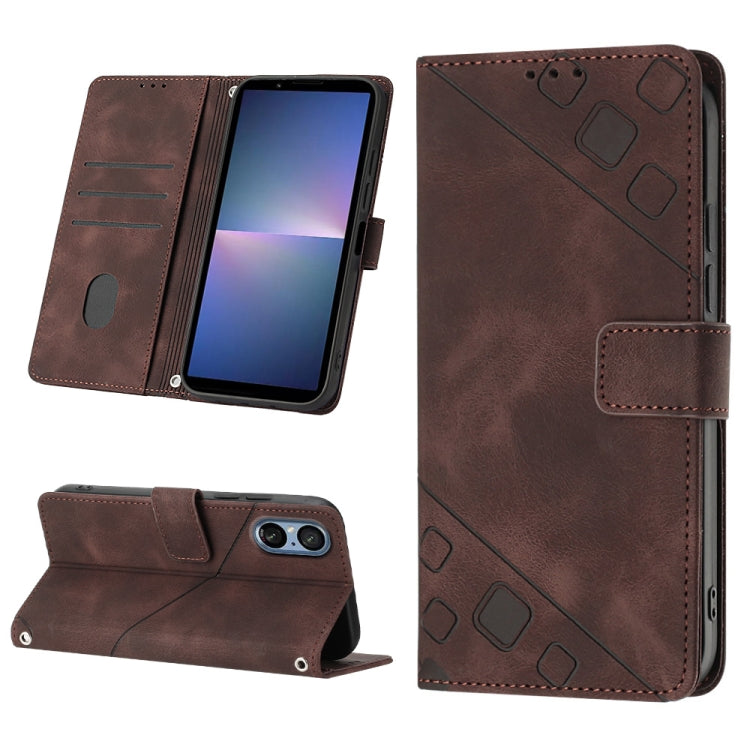 Skin-feel Embossed Leather Phone Case, For Sony Xperia 5 V, For Sony Xperia 1 V, For Sony Xperia 10 V, For Sony Xperia 10 IV