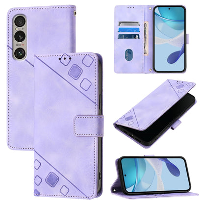 Skin-feel Embossed Leather Phone Case, For Sony Xperia 1 VIII, For Sony Xperia 10 VI, For Sony Xperia 1 VI, For Sony Xperia 5 VI