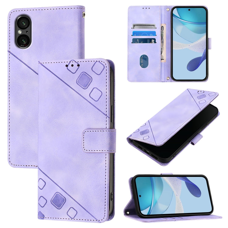 Skin-feel Embossed Leather Phone Case, For Sony Xperia 1 VIII, For Sony Xperia 10 VI, For Sony Xperia 1 VI, For Sony Xperia 5 VI