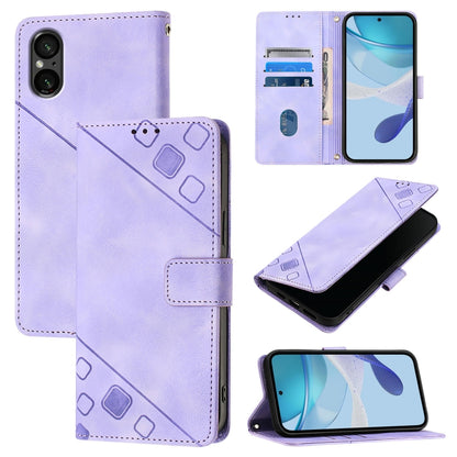 Skin-feel Embossed Leather Phone Case, For Sony Xperia 1 VIII, For Sony Xperia 10 VI, For Sony Xperia 1 VI, For Sony Xperia 5 VI