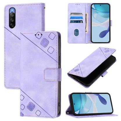 Skin-feel Embossed Leather Phone Case, For Sony Xperia 10 III / 10 III Lite