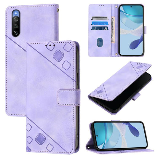 Skin-feel Embossed Leather Phone Case, For Sony Xperia 10 III / 10 III Lite