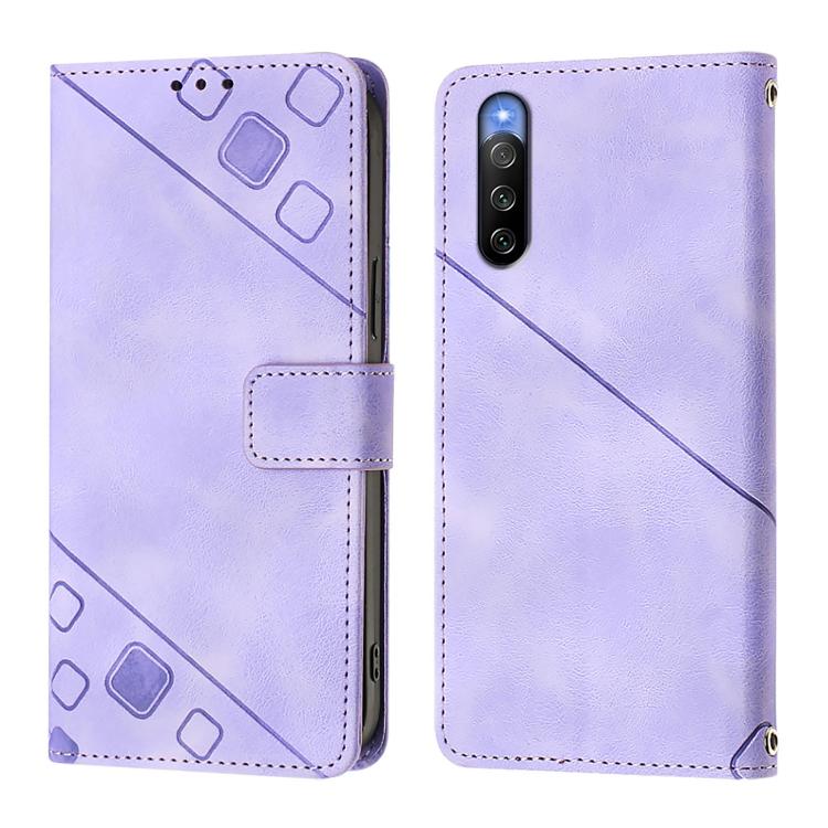 Skin-feel Embossed Leather Phone Case, For Sony Xperia 10 III / 10 III Lite