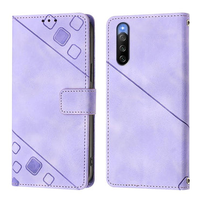 Skin-feel Embossed Leather Phone Case, For Sony Xperia 10 III / 10 III Lite