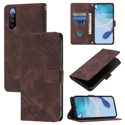Skin-feel Embossed Leather Phone Case, For Sony Xperia 10 III / 10 III Lite
