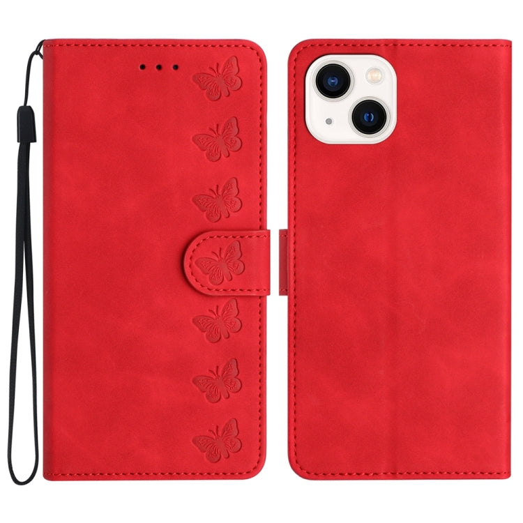 Seven Butterflies Embossed Leather Phone Case