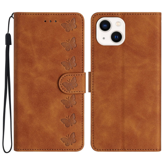 Seven Butterflies Embossed Leather Phone Case