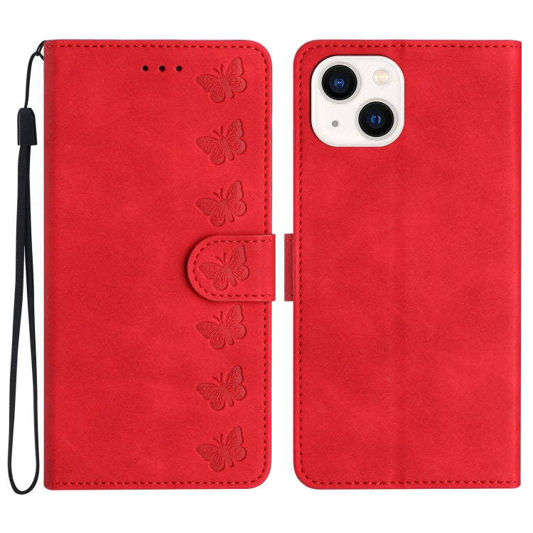 Seven Butterflies Embossed Leather Phone Case