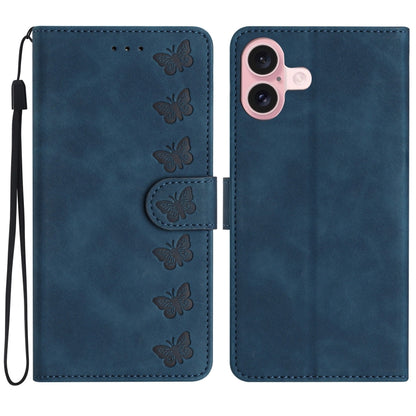 Seven Butterflies Embossed Leather Phone Case, For iPhone Air, For iPhone 16 Pro Max, For iPhone 16 Pro, For iPhone 16 Plus