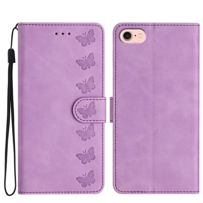 Seven Butterflies Embossed Leather Phone Case, For iPhone 16e / 17e, For iPhone 17 Pro Max, For iPhone 17 Pro, For iPhone 17