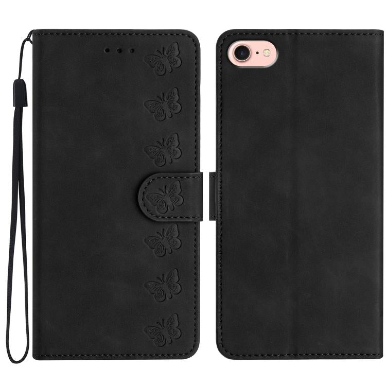 Seven Butterflies Embossed Leather Phone Case, For iPhone 18 Pro / 17 Pro, For iPhone 18 Pro Max / 17 Pro Max, For iPhone 16e / 17e, For iPhone 17