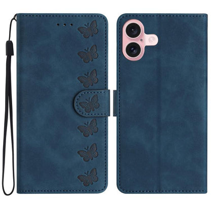 Seven Butterflies Embossed Leather Phone Case, For iPhone 16e / 17e, For iPhone 17 Pro Max, For iPhone 17 Pro, For iPhone 17