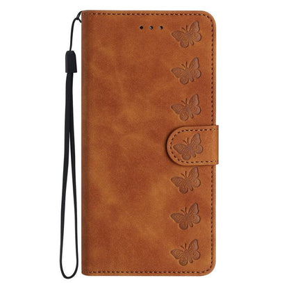 Seven Butterflies Embossed Leather Phone Case, For iPhone Air, For iPhone 16 Pro Max, For iPhone 16 Pro, For iPhone 16 Plus