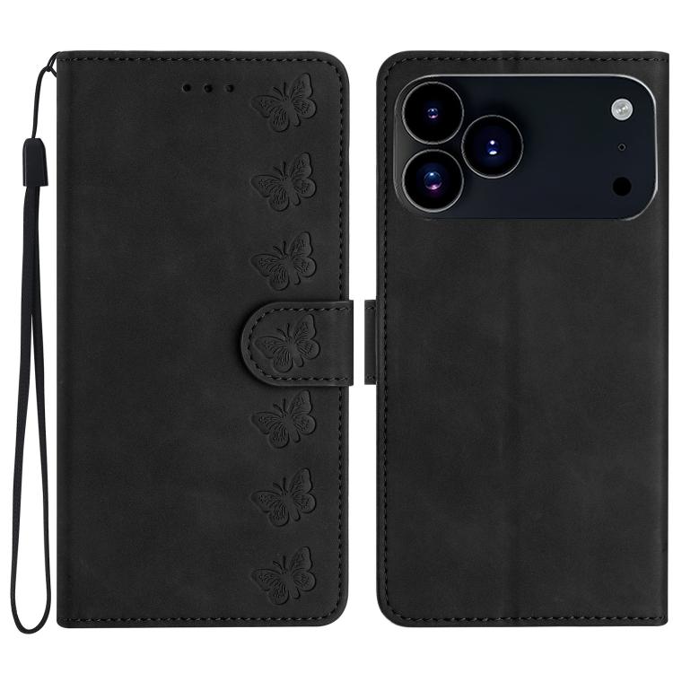 Seven Butterflies Embossed Leather Phone Case, For iPhone 18 Pro / 17 Pro, For iPhone 18 Pro Max / 17 Pro Max, For iPhone 16e / 17e, For iPhone 17