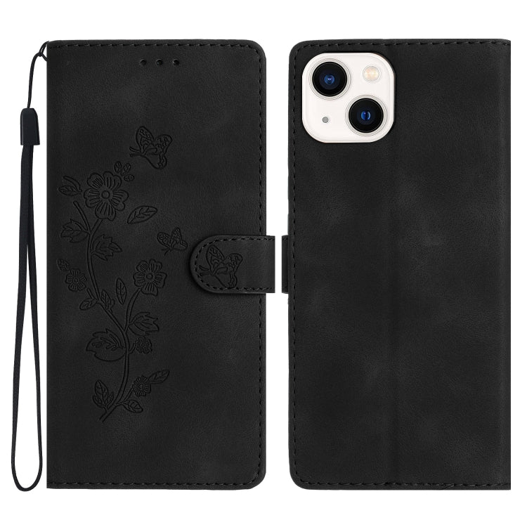 Flower Butterfly Embossing Pattern Leather Phone Case