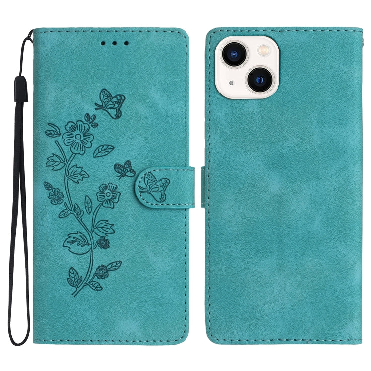 Flower Butterfly Embossing Pattern Leather Phone Case