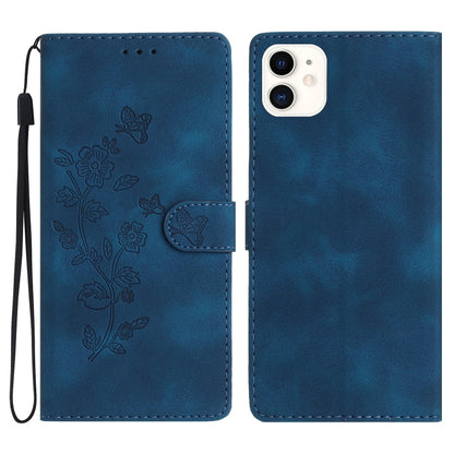 Flower Butterfly Embossing Pattern Leather Phone Case