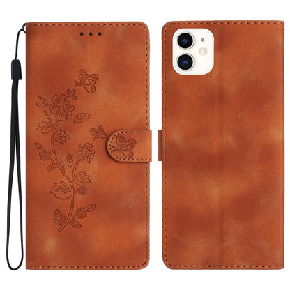 Flower Butterfly Embossing Pattern Leather Phone Case