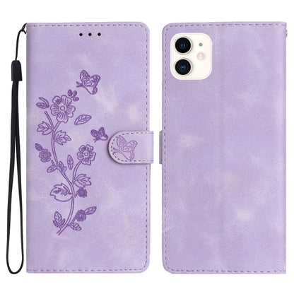 Flower Butterfly Embossing Pattern Leather Phone Case