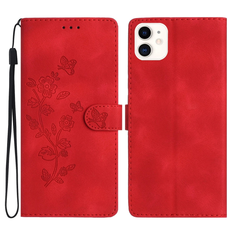 Flower Butterfly Embossing Pattern Leather Phone Case