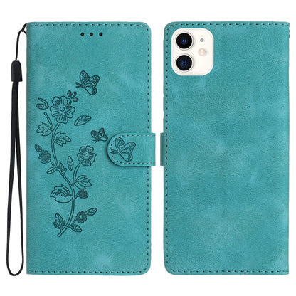 Flower Butterfly Embossing Pattern Leather Phone Case