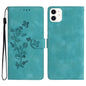 Flower Butterfly Embossing Pattern Leather Phone Case