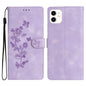 Flower Butterfly Embossing Pattern Leather Phone Case